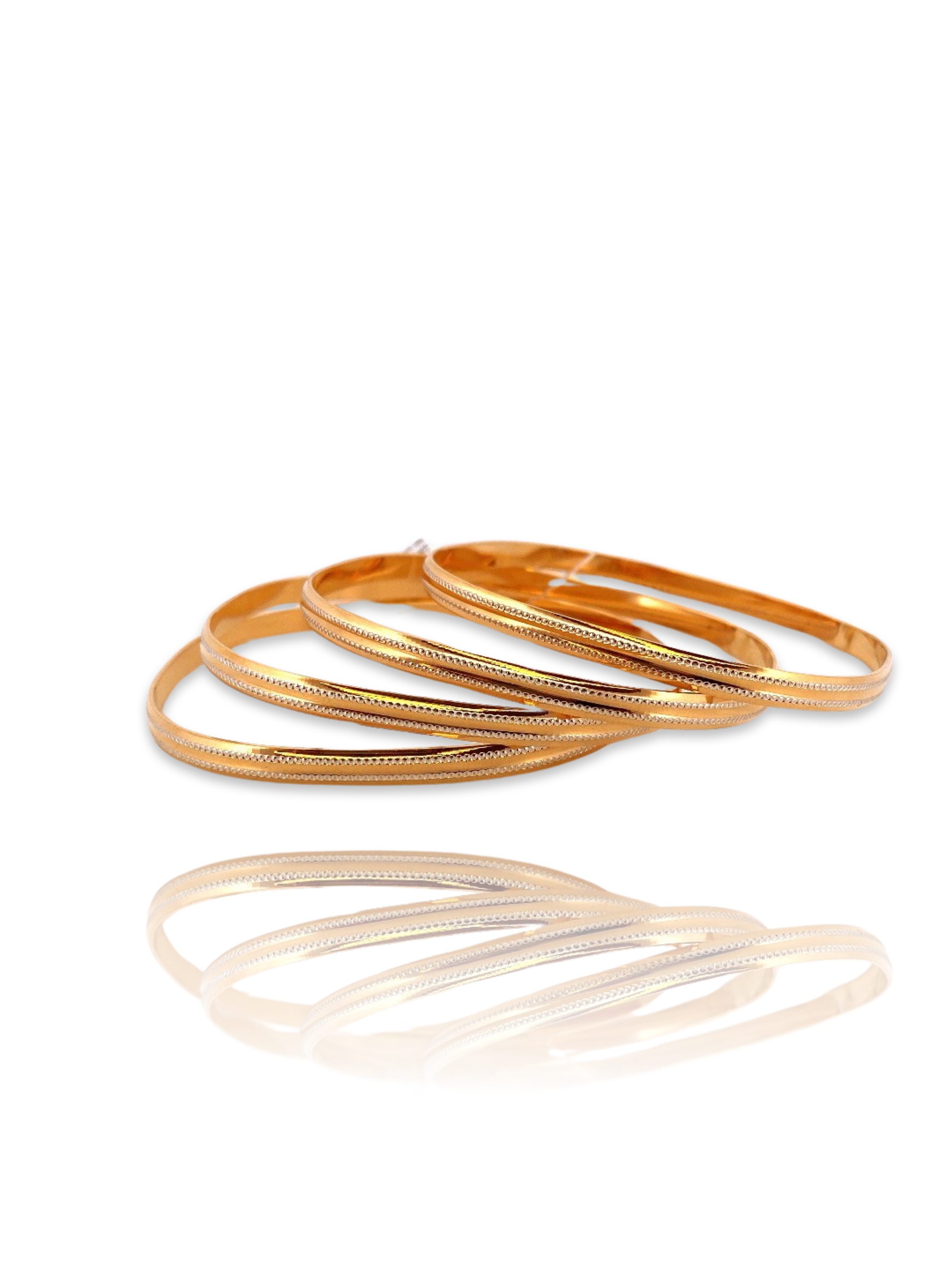 22K Gold Two-tone 4 Pieces Set of Ladies Bangles