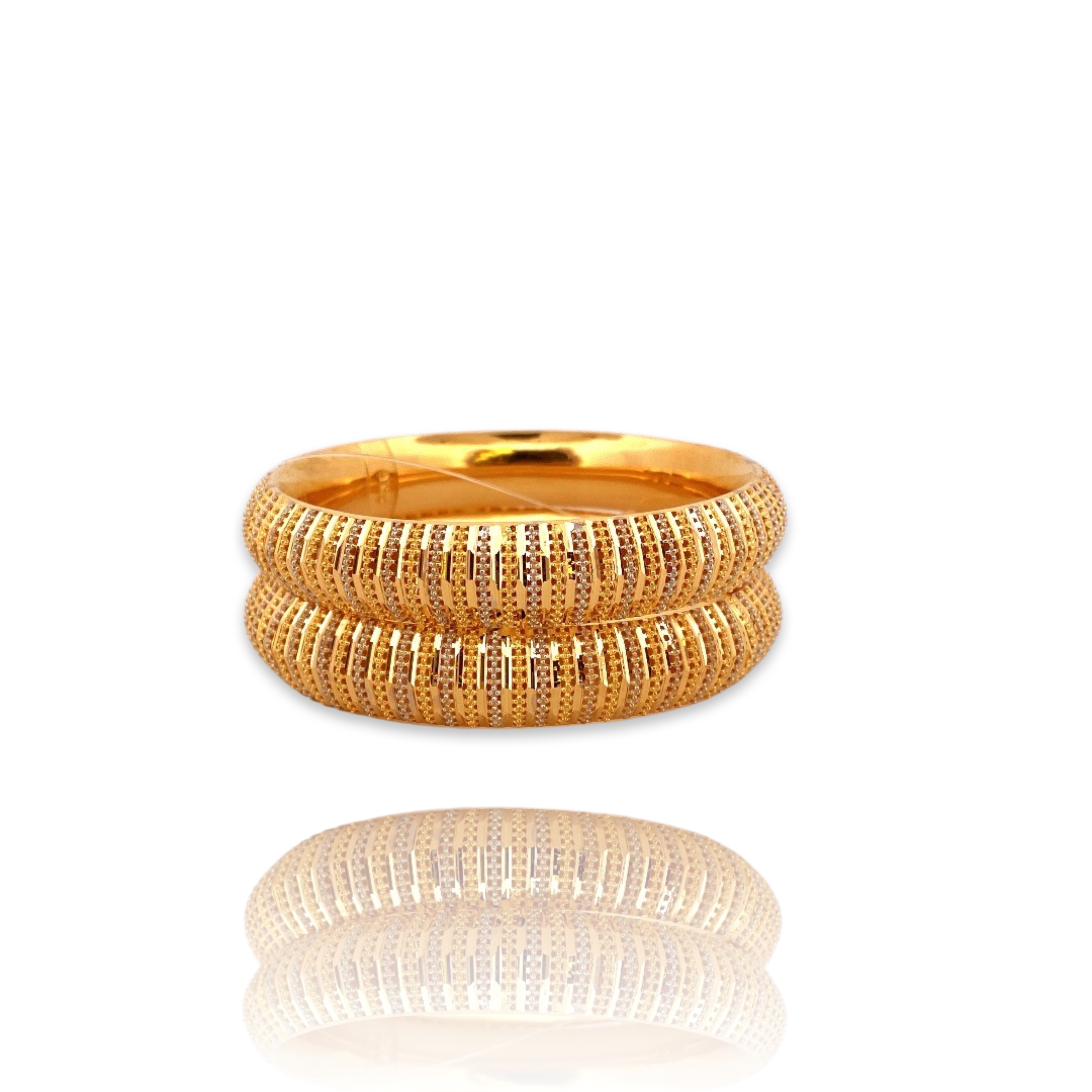 22K Gold Two-tone 2 Pieces Set of Ladies Bangles