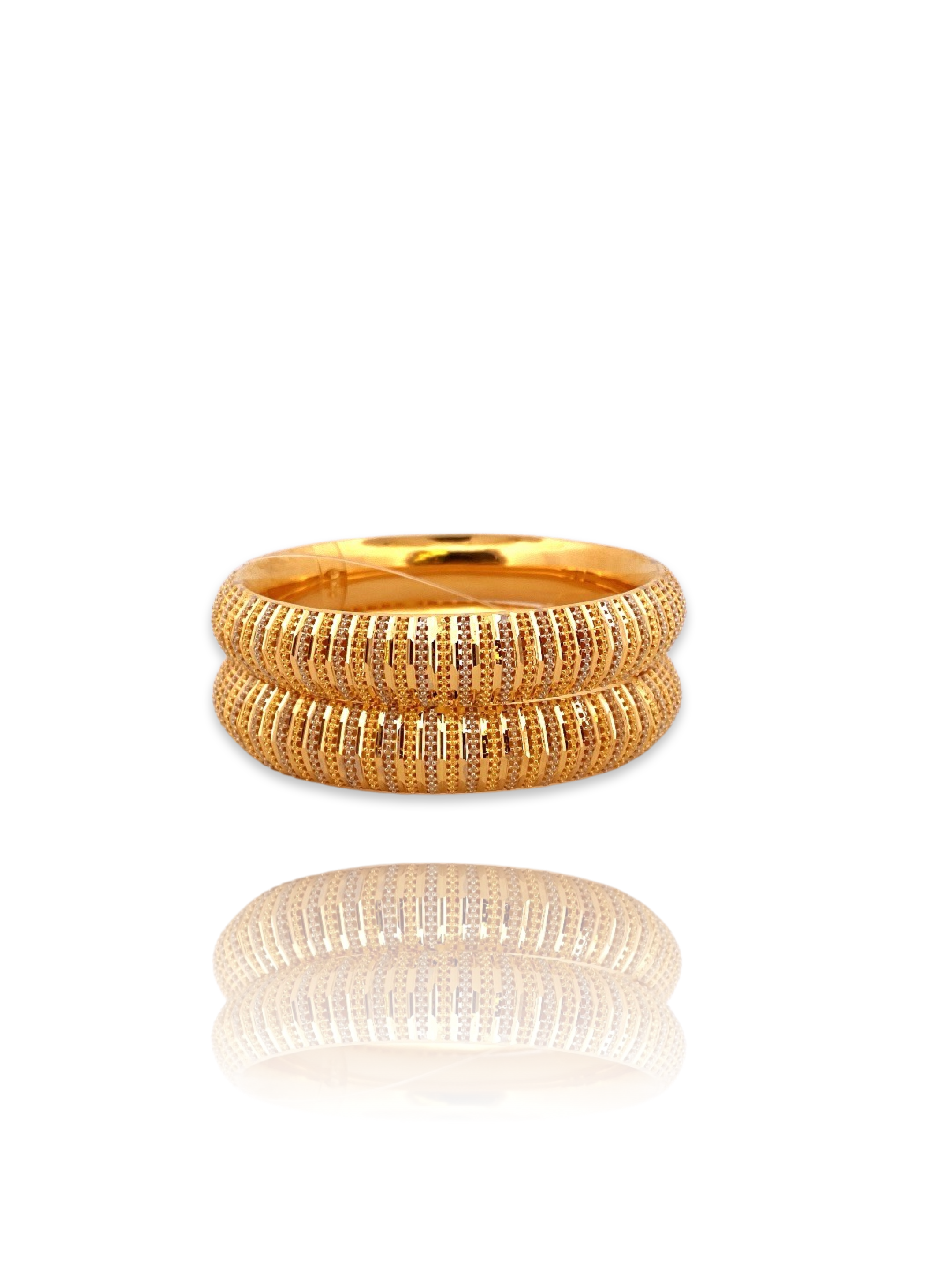 22K Gold Two-tone 2 Pieces Set of Ladies Bangles