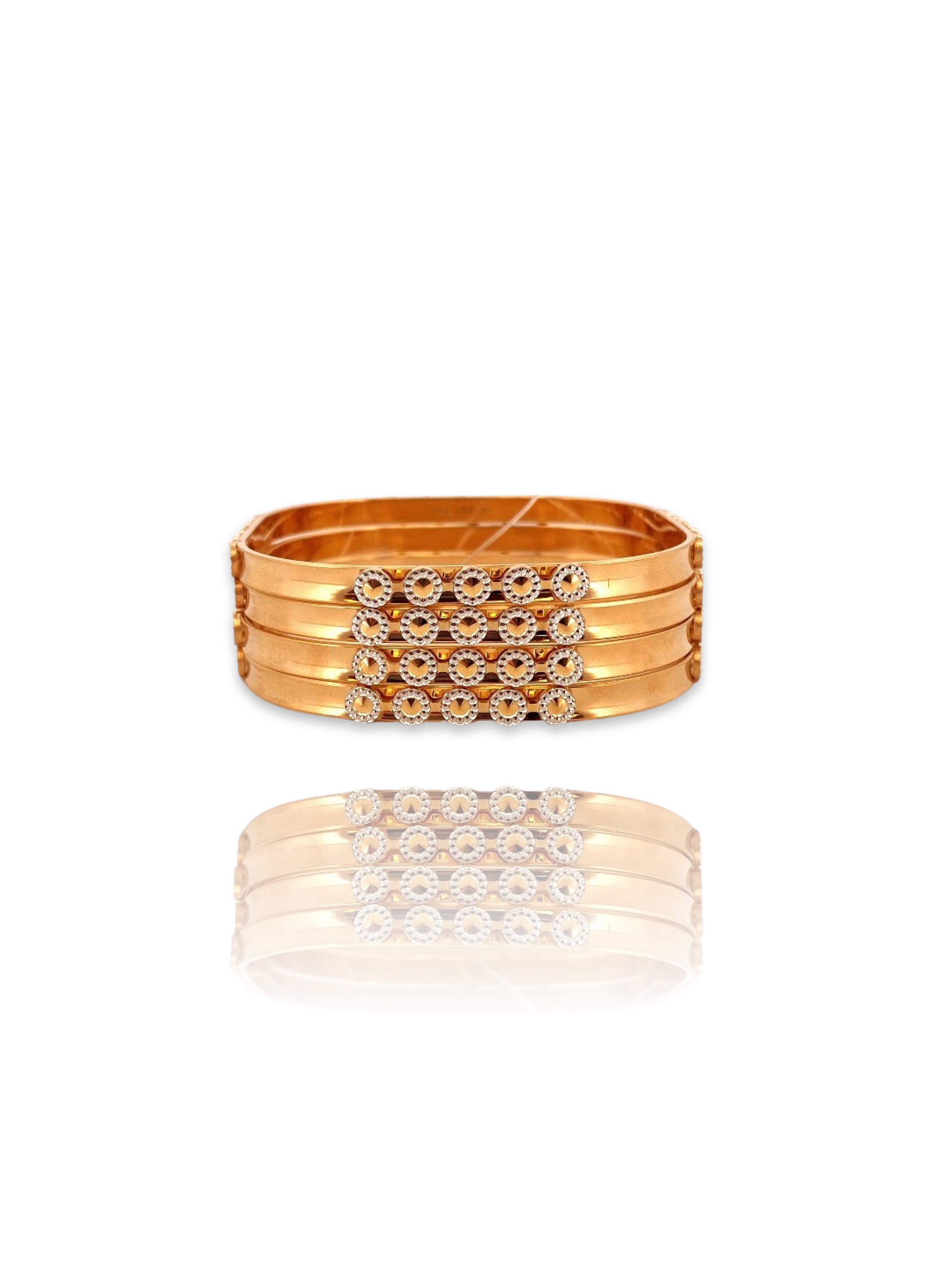 22K Gold Two-tone 4 Pieces Set of Ladies Bangles