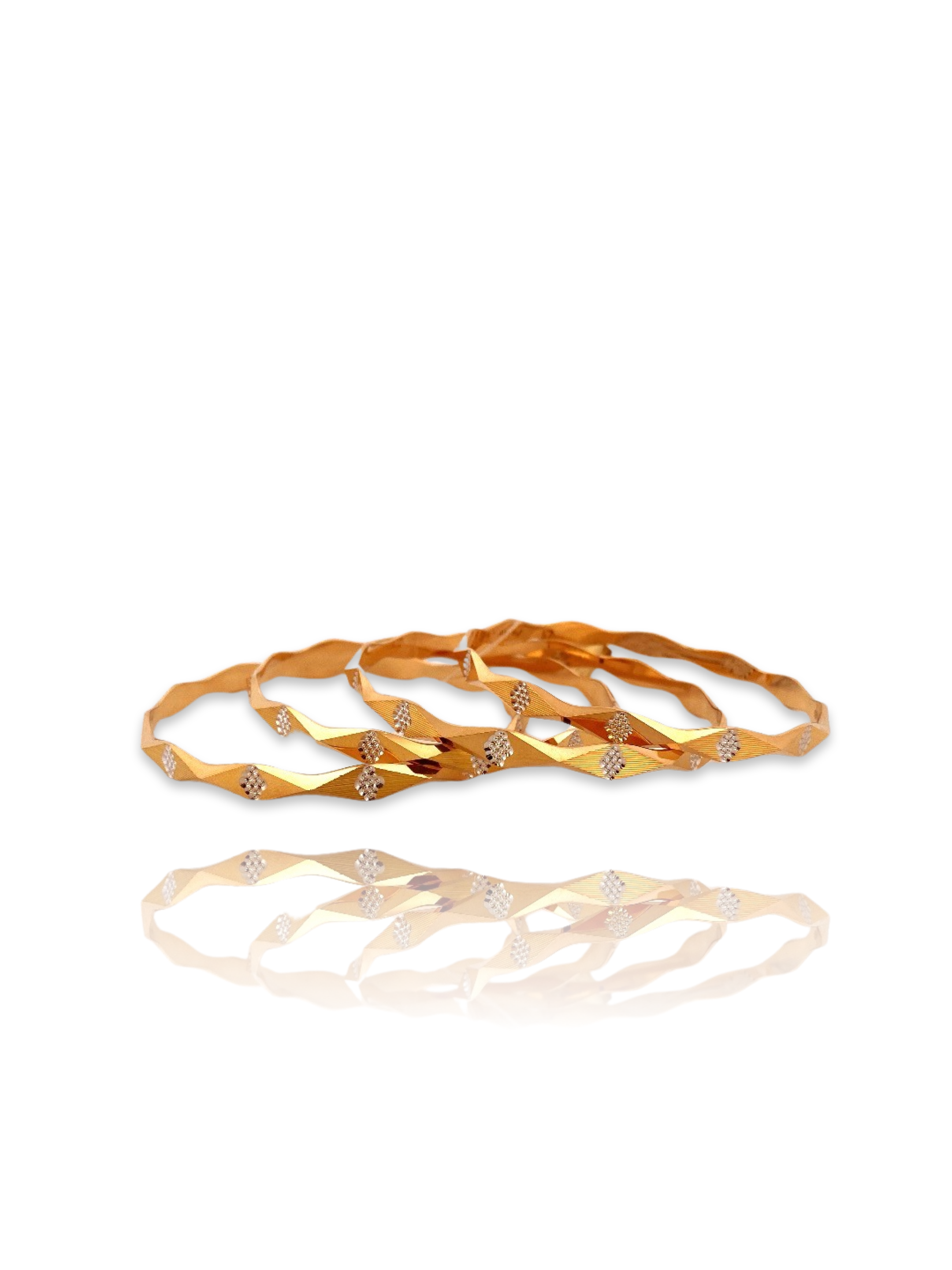 22K Gold Two-tone 4 Pieces Set of Ladies Bangles