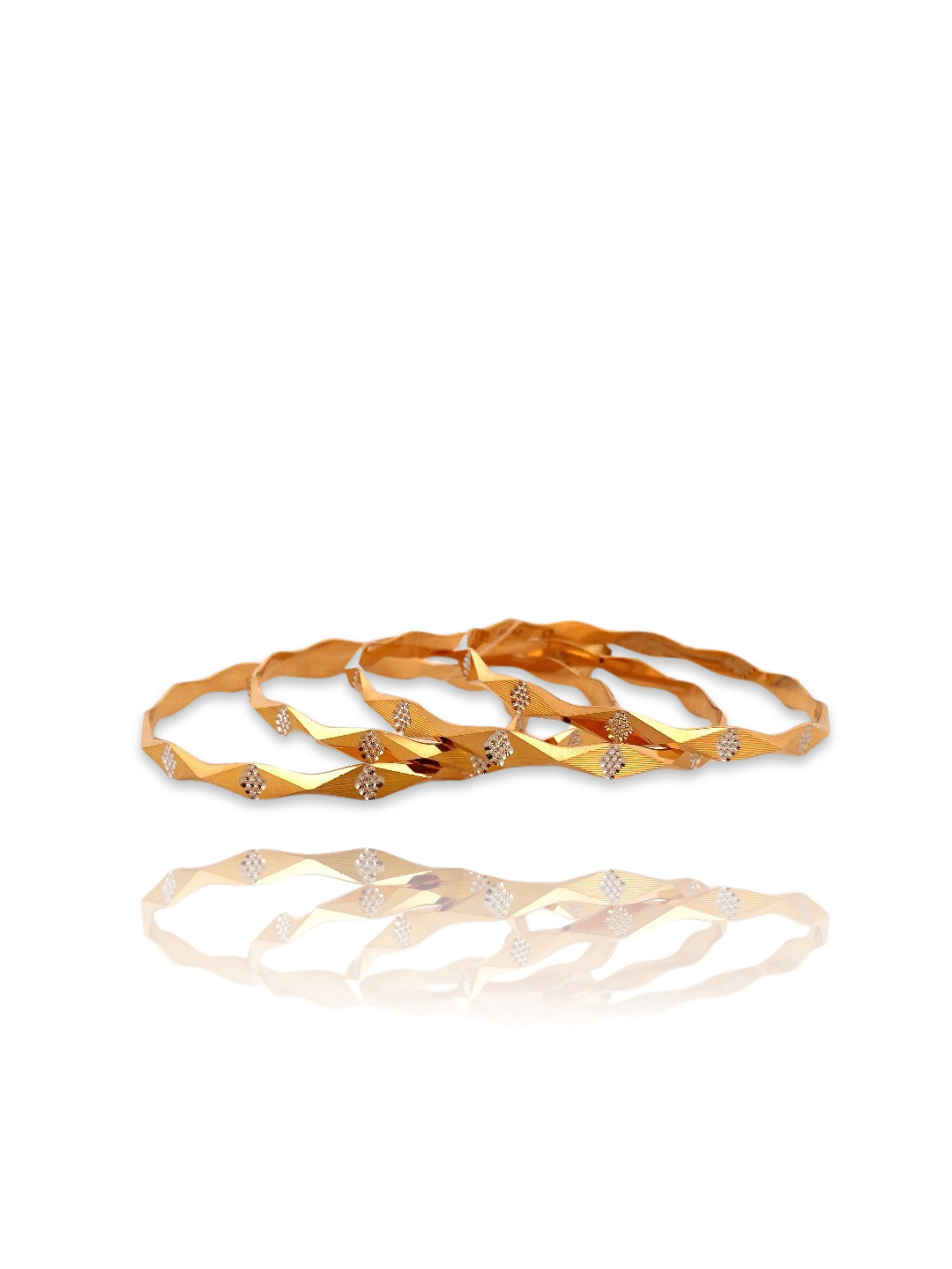 22K Gold Two-tone 4 Pieces Set of Ladies Bangles