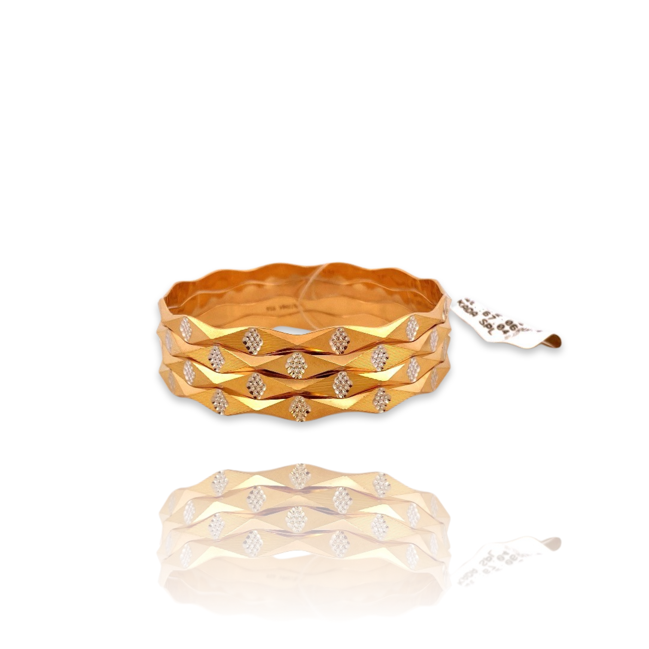 22K Gold Two-tone 4 Pieces Set of Ladies Bangles