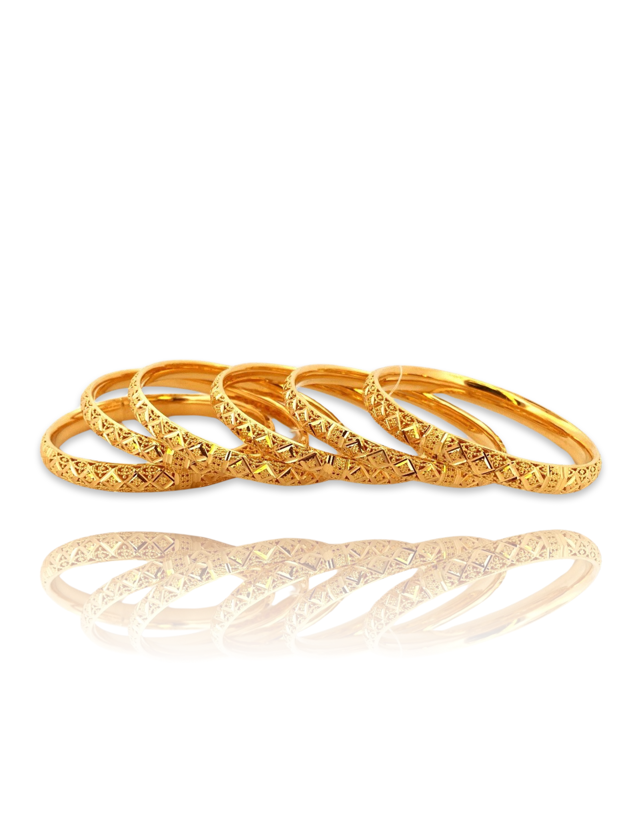 22K Gold 6 Pieces Set of Ladies Bangles