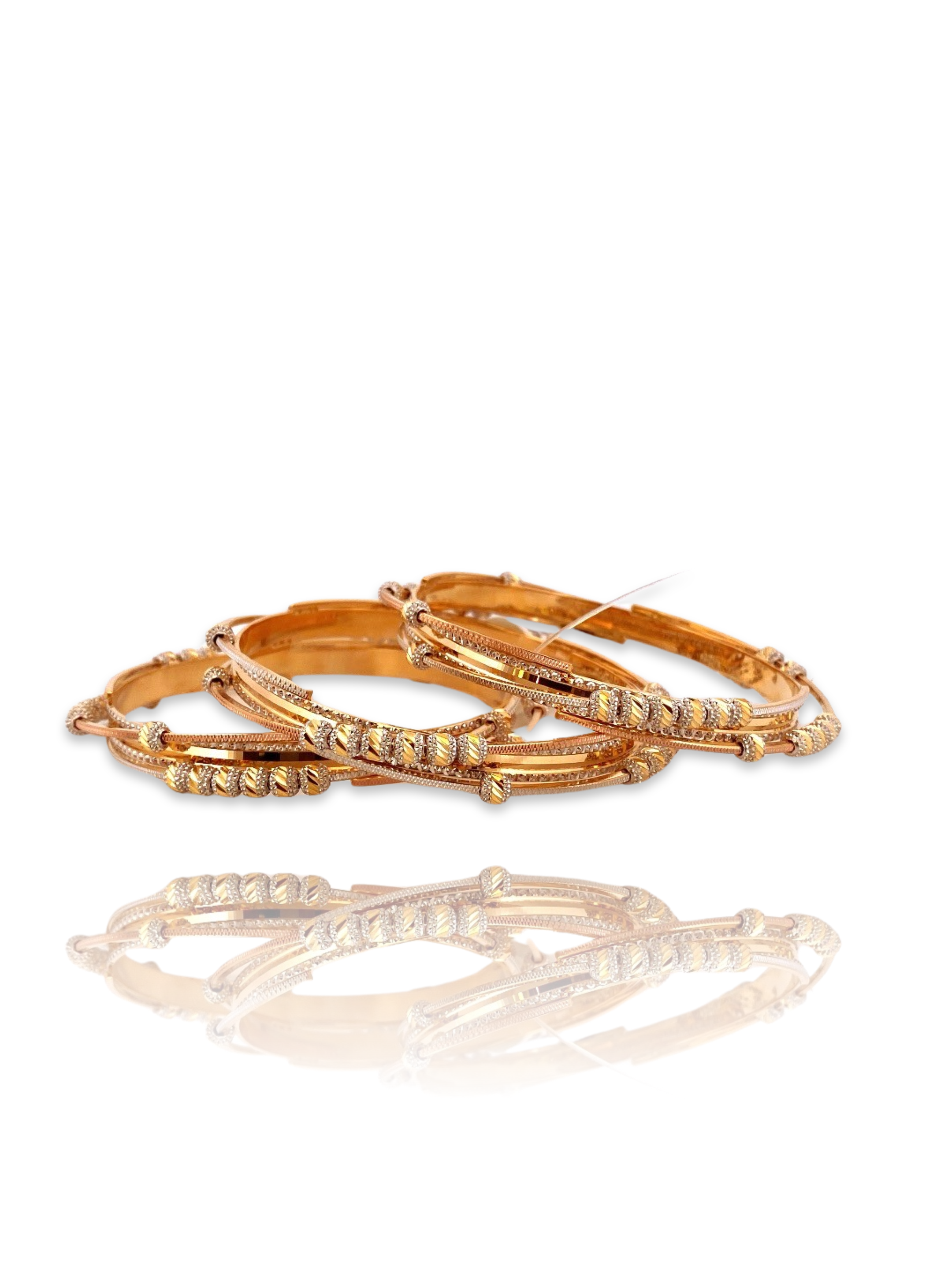 22K Gold Tri-tone 3 Pieces Set of Ladies Bangles