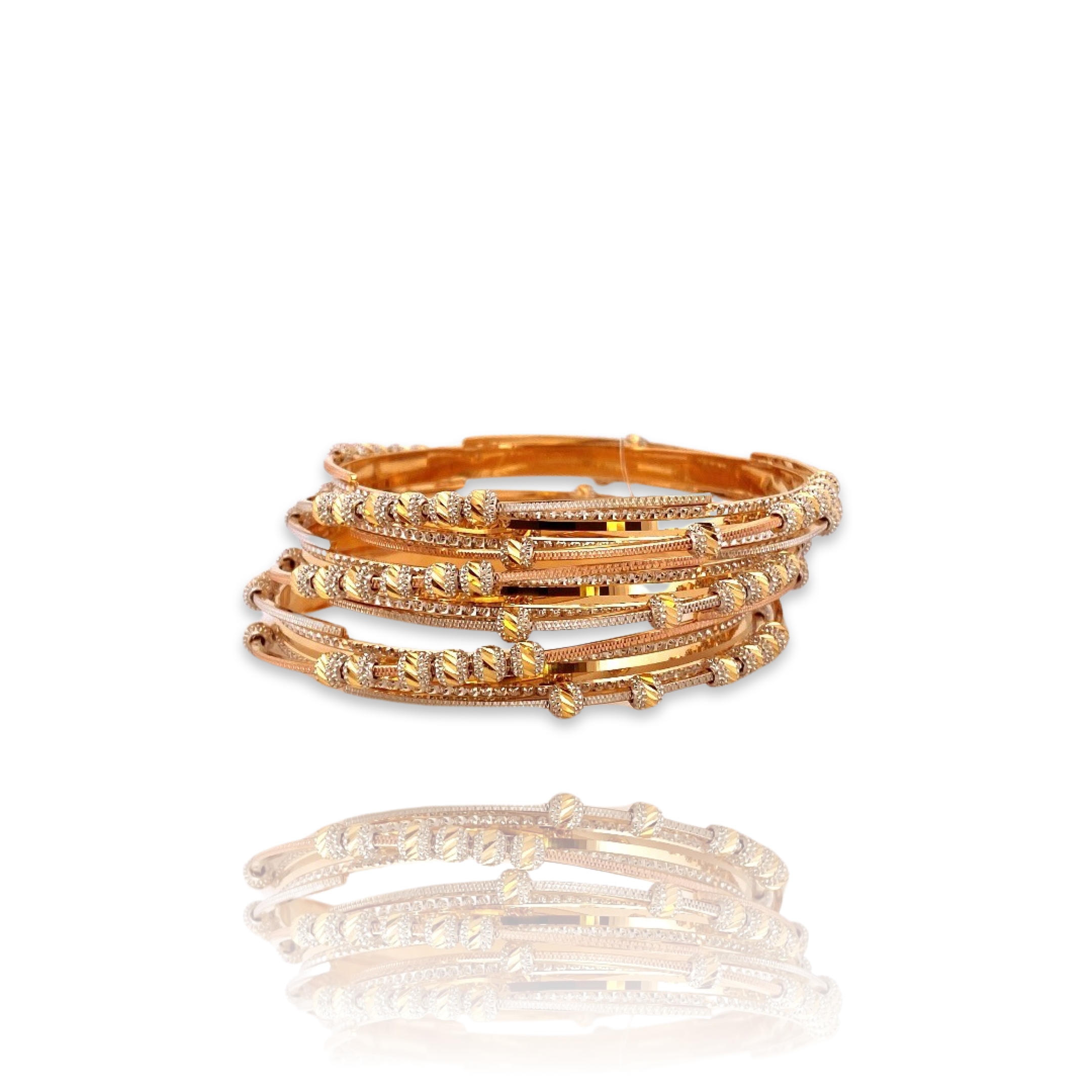 22K Gold Tri-tone 3 Pieces Set of Ladies Bangles