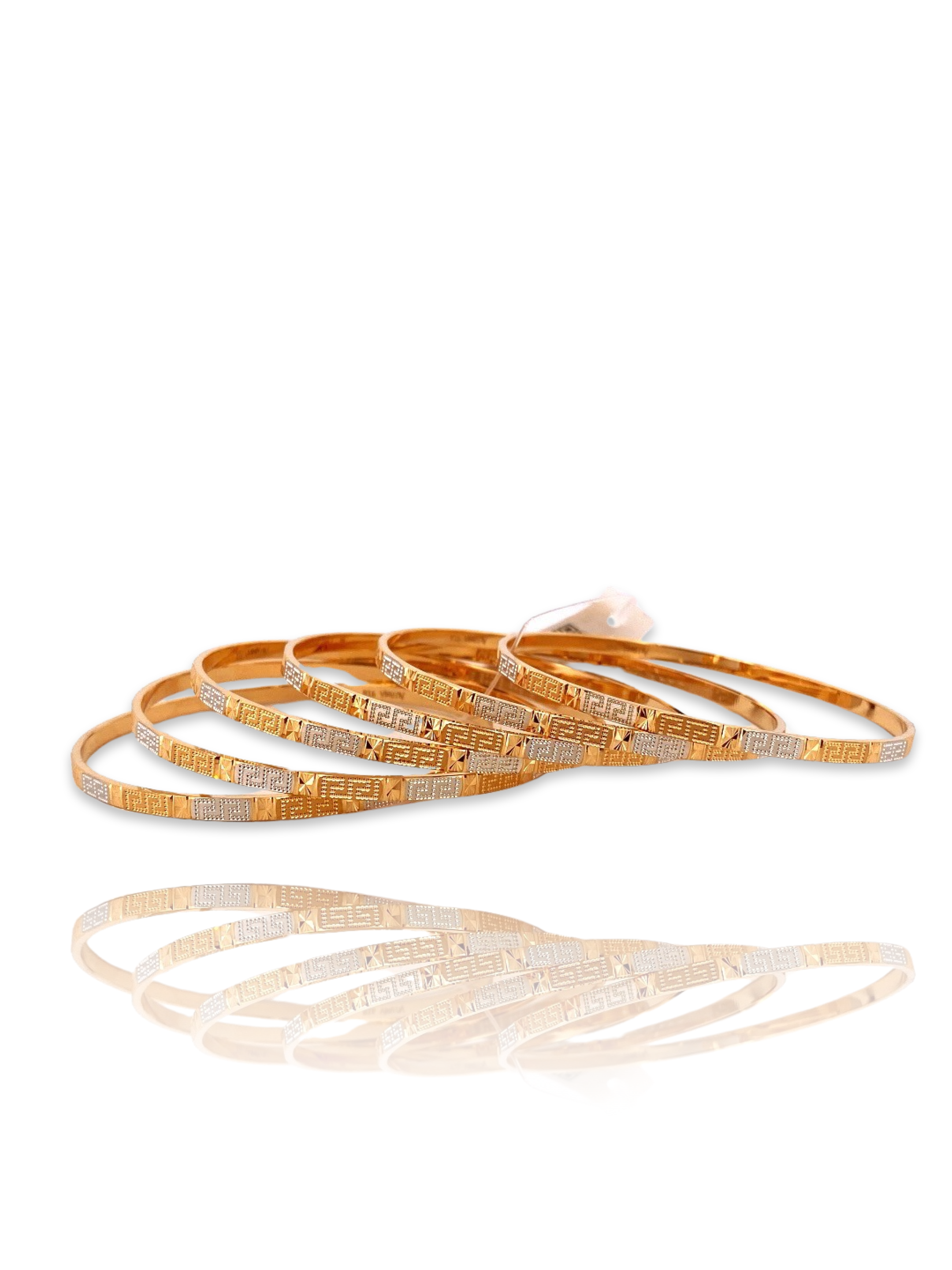 22K Gold Two-tone 6 Pieces Set of Ladies Bangles