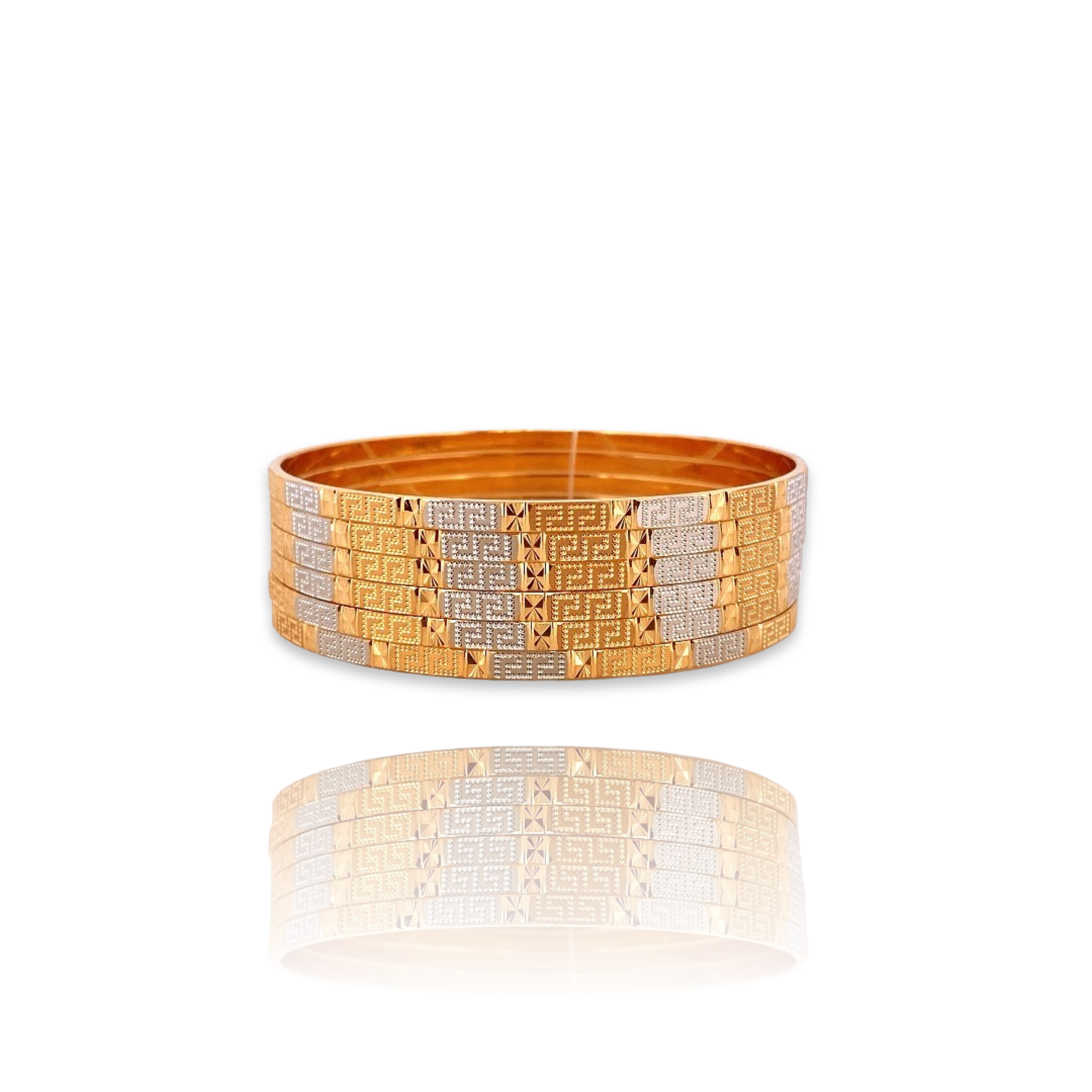 22K Gold Two-tone 6 Pieces Set of Ladies Bangles