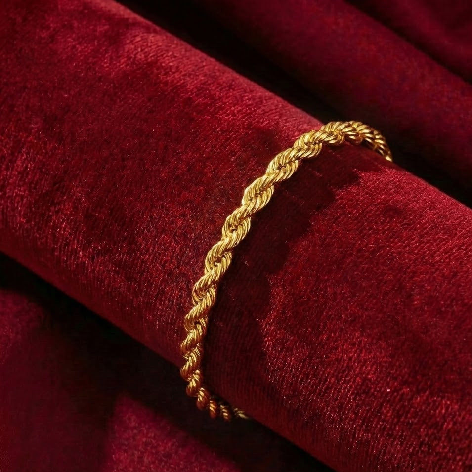 22K Gold Rope Men's Bracelet