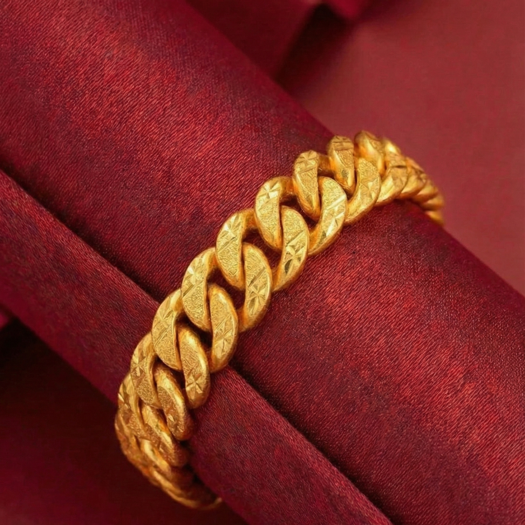 22K Gold Cuban Link Designer Men's Bracelet