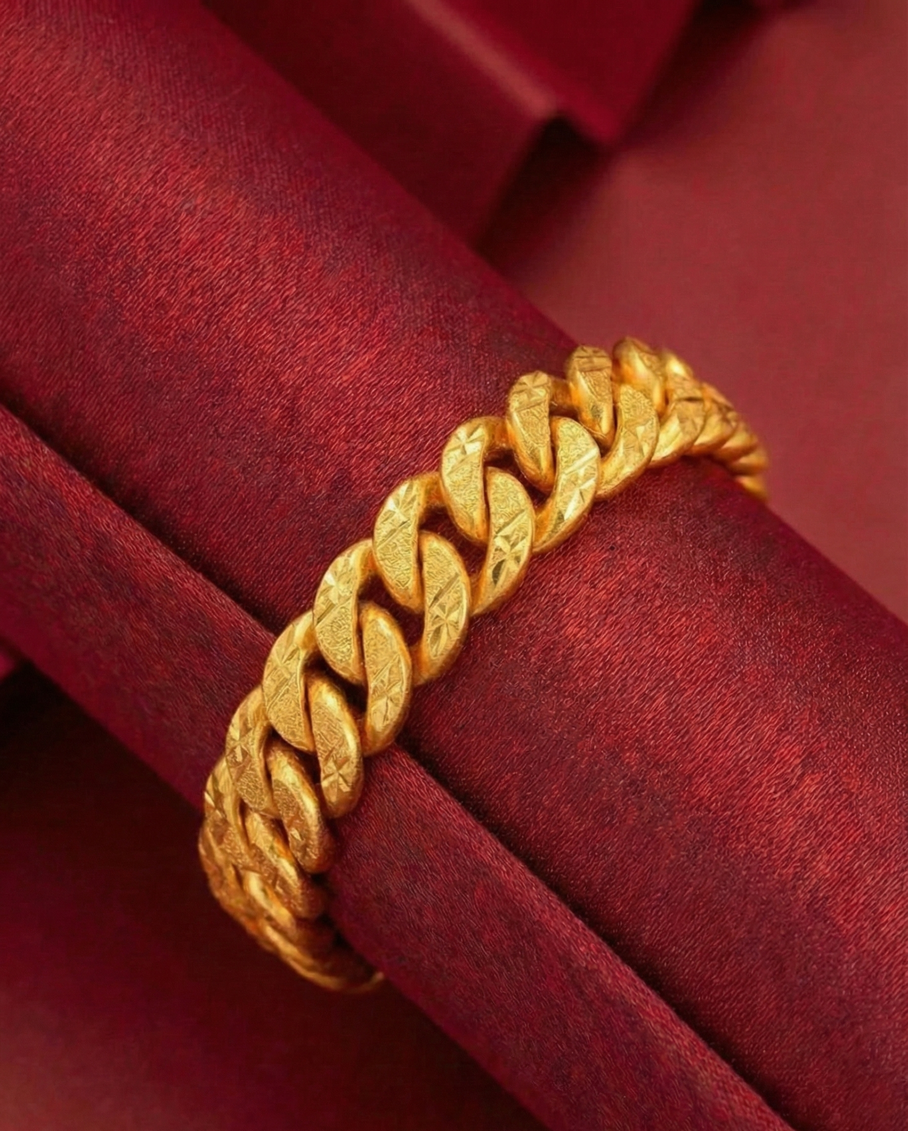 22K Gold Cuban Link Designer Men's Bracelet