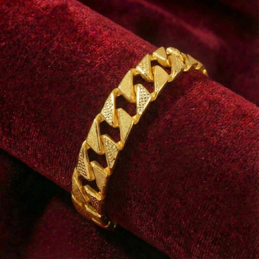 22K Gold Cuban Link Designer Men's Bracelet