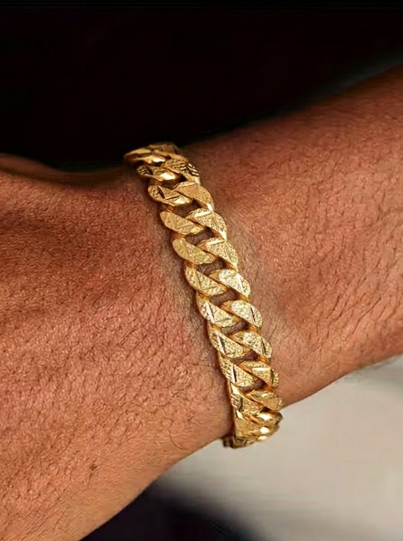 22K Gold Cuban Link Designer Men's Bracelet