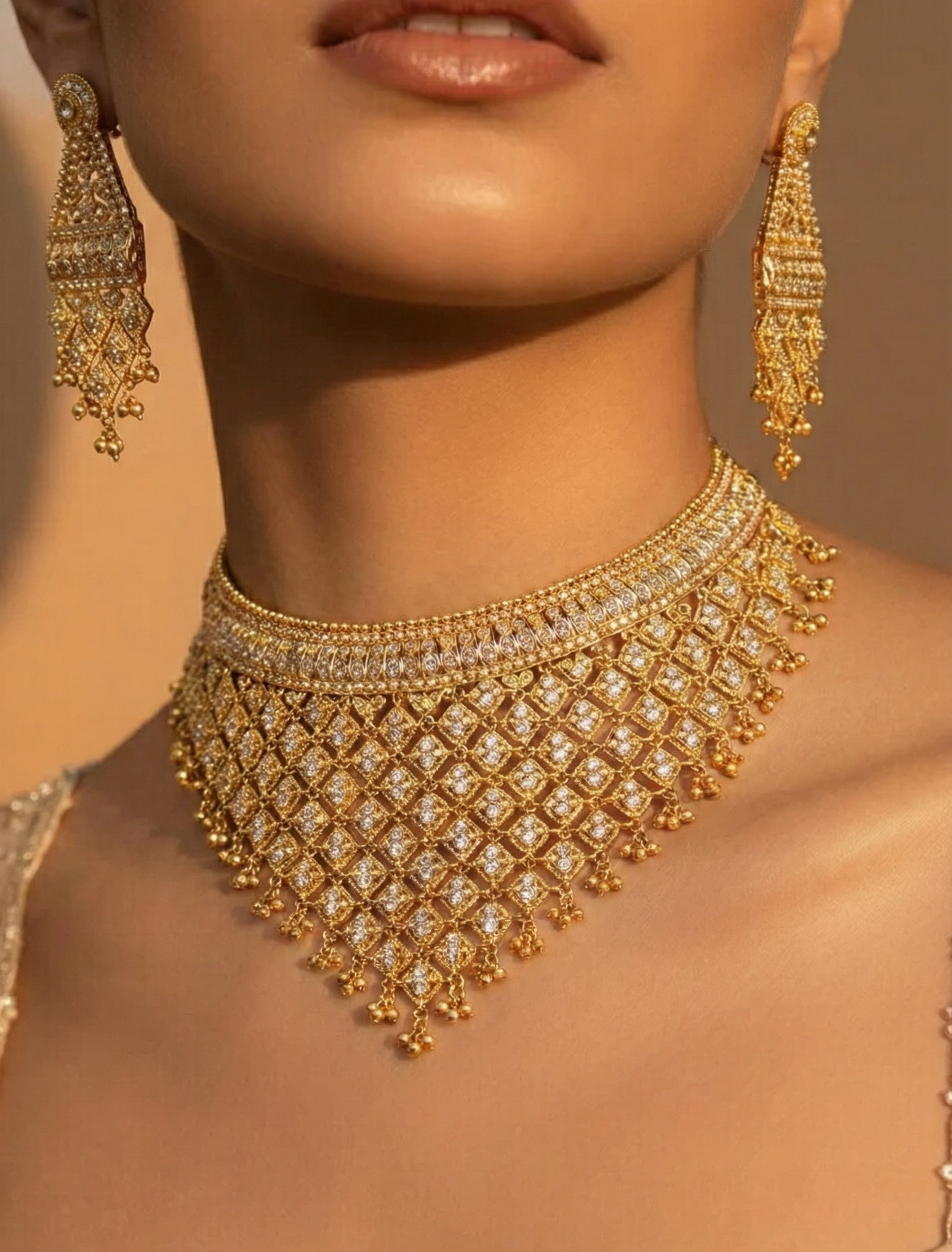 22K Gold Two-tone Designer Bridal Set