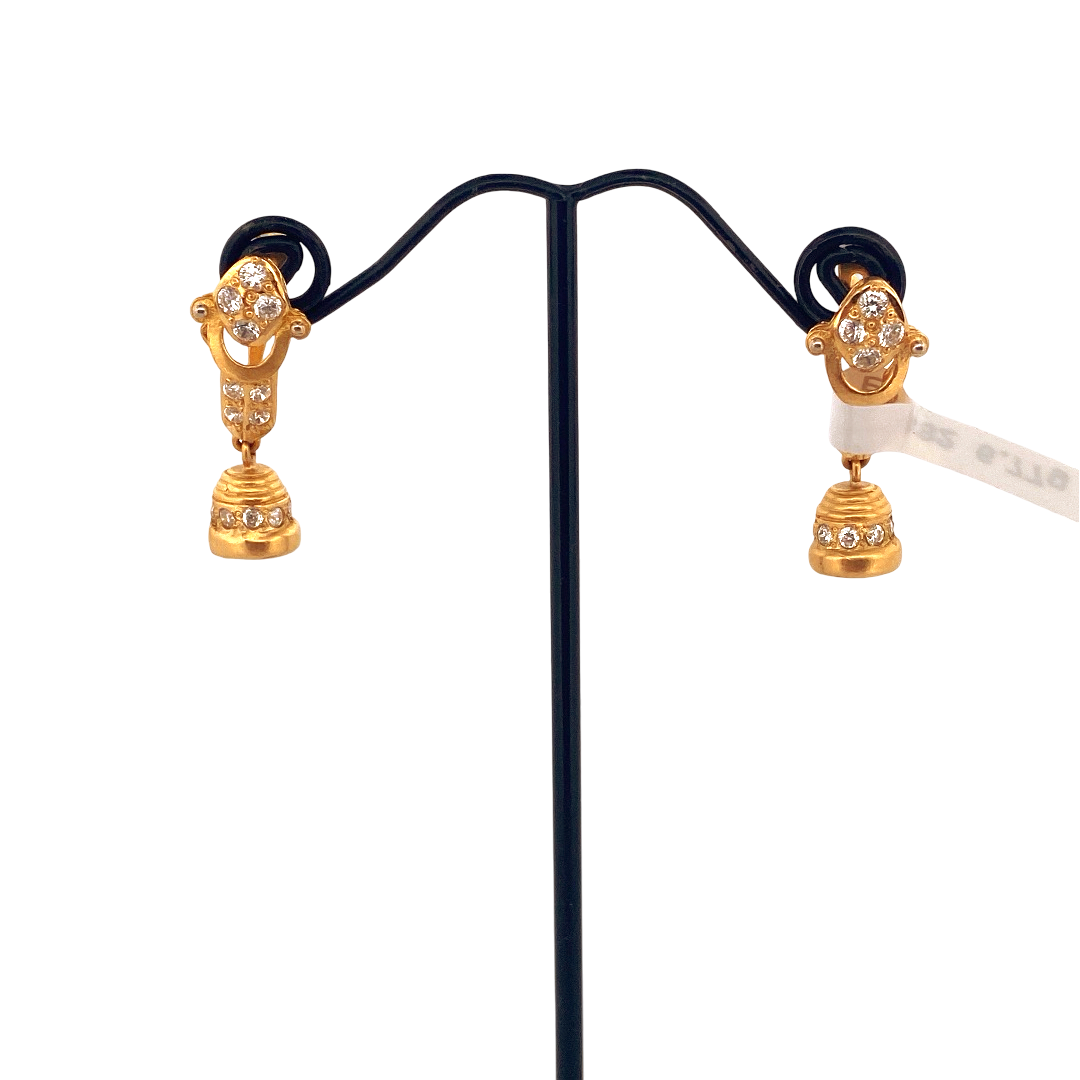 22K Gold CZ Designer Hanging Earrings
