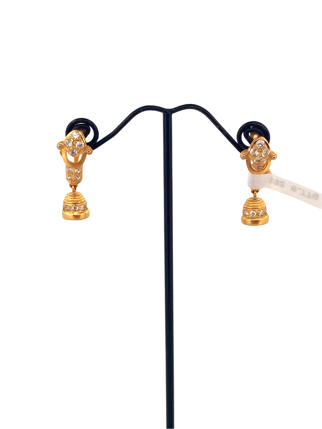 22K Gold CZ Designer Hanging Earrings