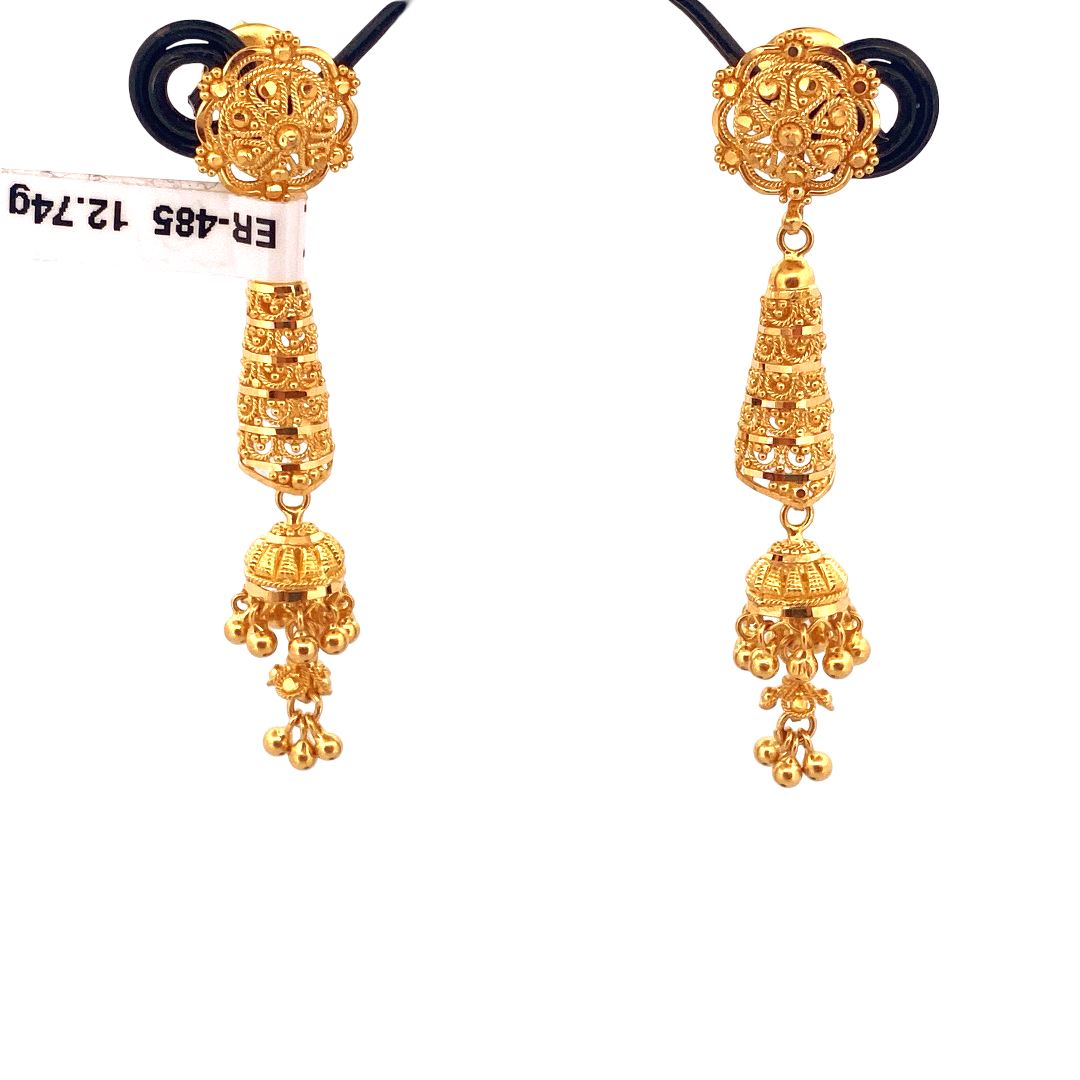 22K Gold Designer Jhumka Earrings