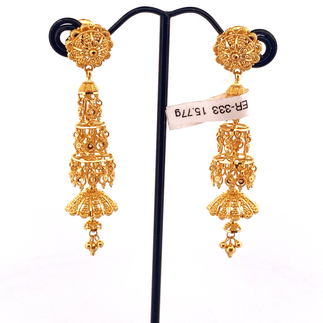 22K Gold Designer Jhumka Earrings
