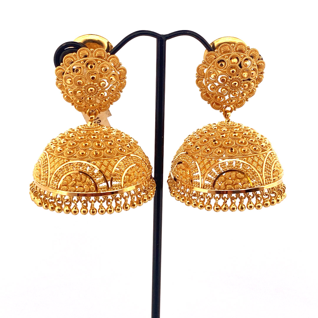 22K Gold Designer Jhumka Earrings