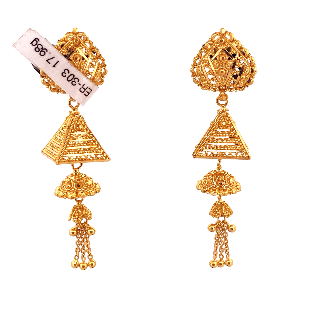 22K Gold Designer Jhumka Earrings
