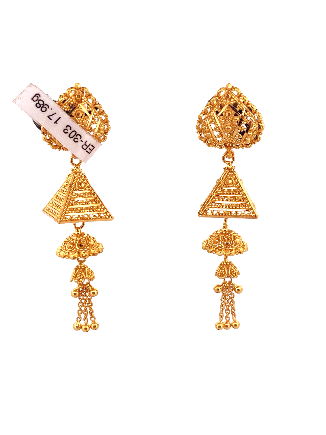 22K Gold Designer Jhumka Earrings