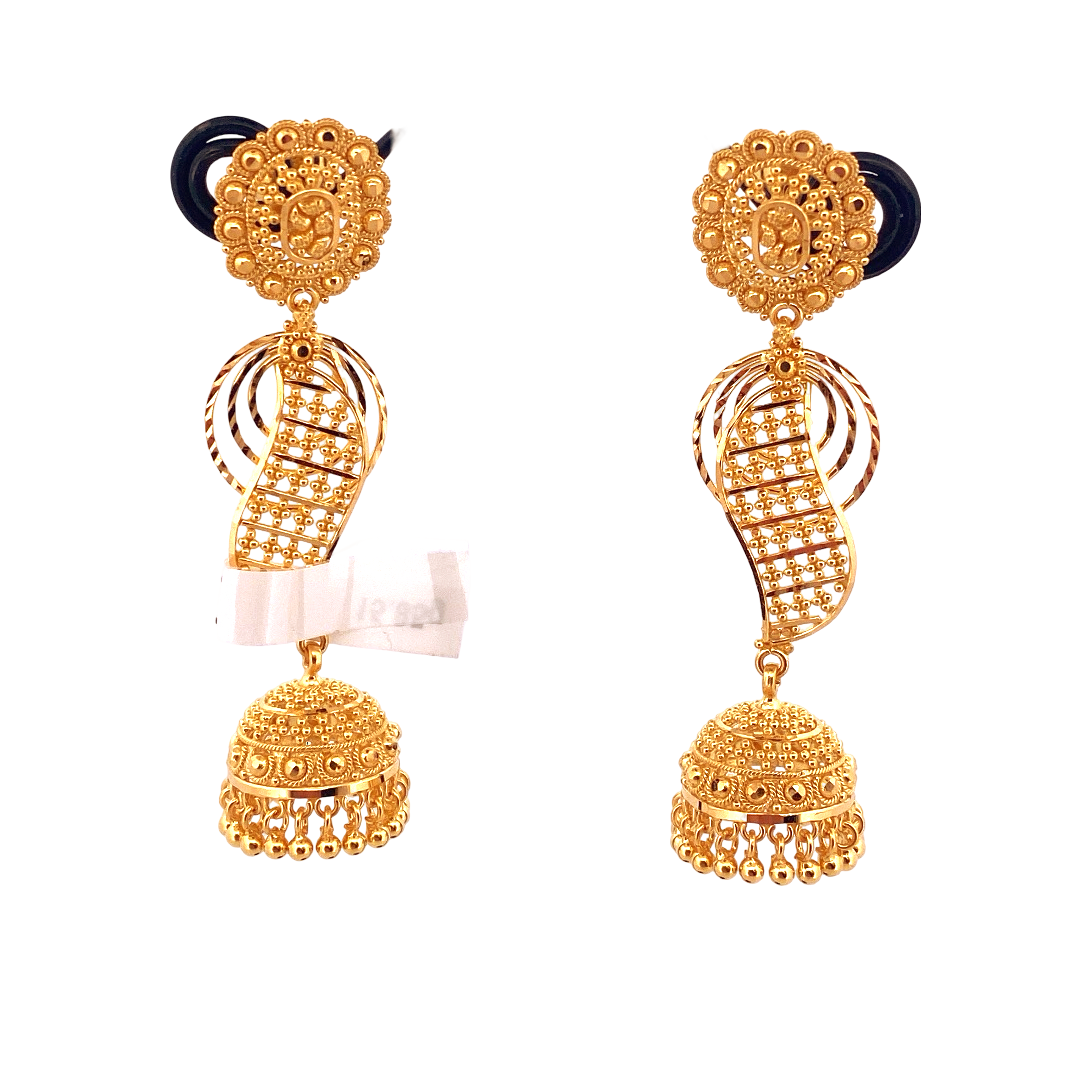 22K Gold Designer Jhumka Earrings