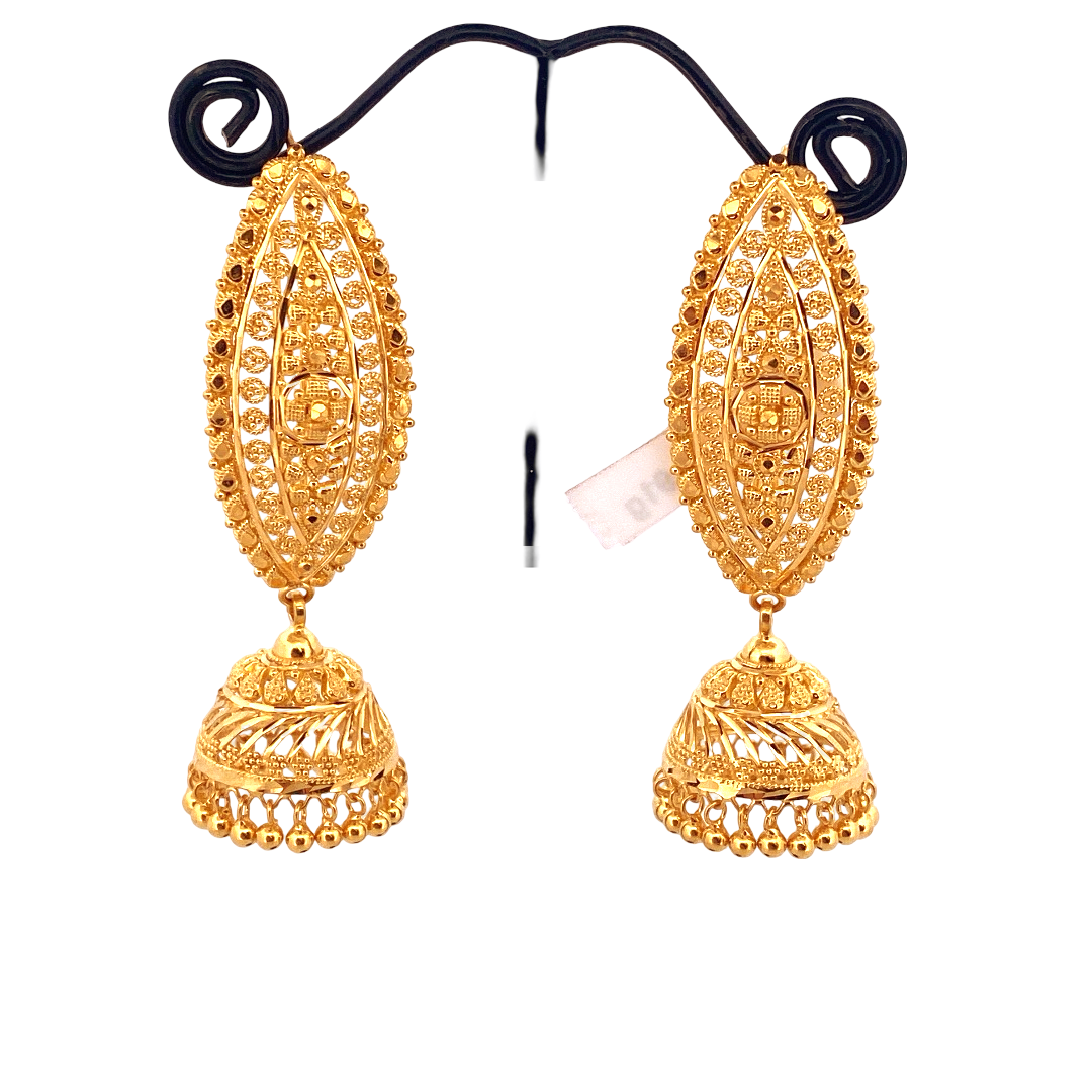 22K Gold Designer Jhumka Earrings