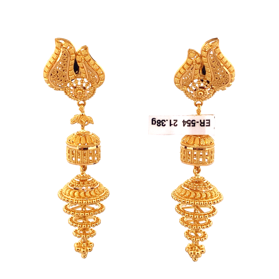 22K Gold Designer Jhumka Earrings