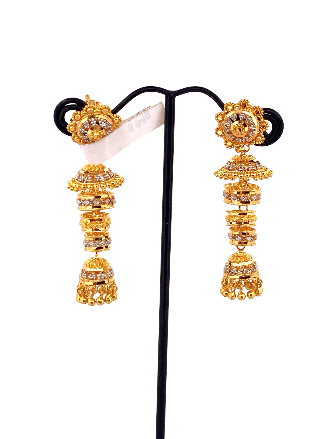 22K Gold Two-tone Designer Jhumka Earrings