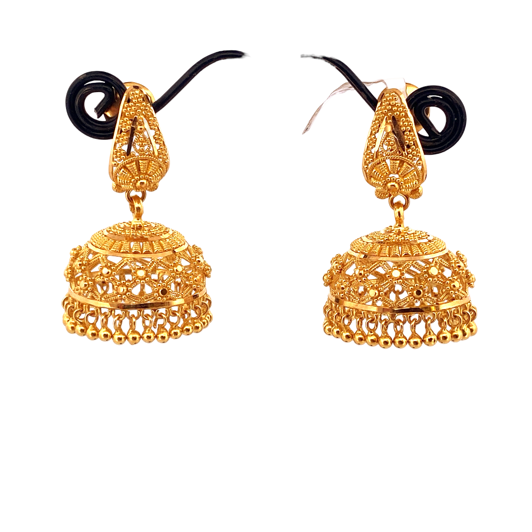 22K Gold Designer Jhumka Earrings