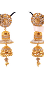 22K Gold Two-tone Designer Jhumka Earrings