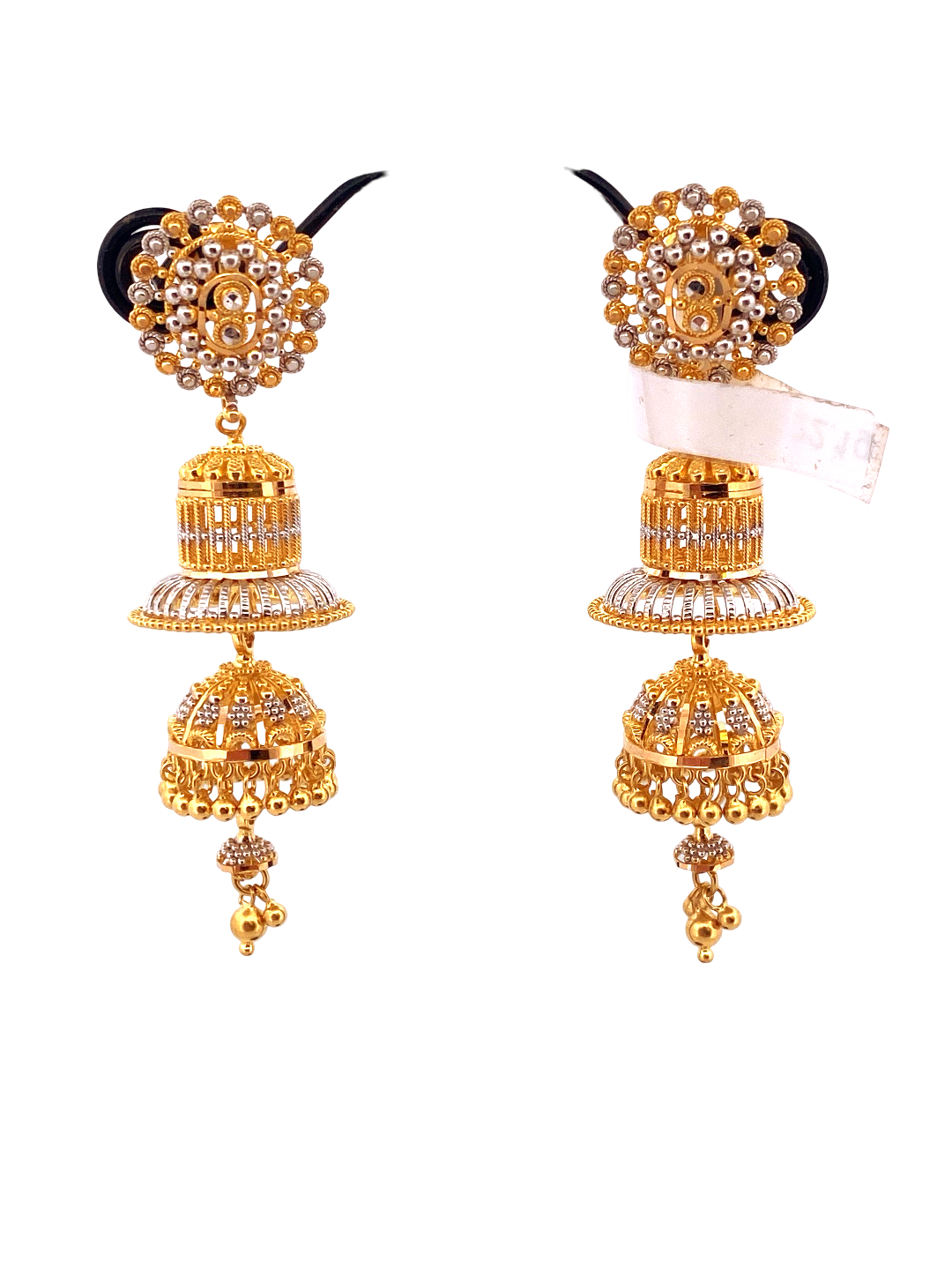 22K Gold Two-tone Designer Jhumka Earrings