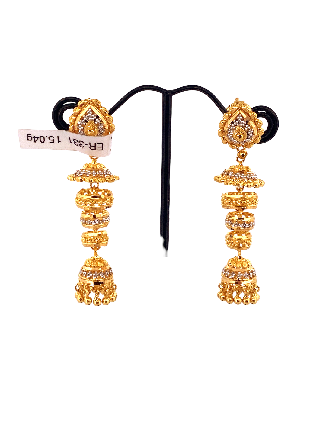 22K Gold Two-tone Designer Jhumka Earrings