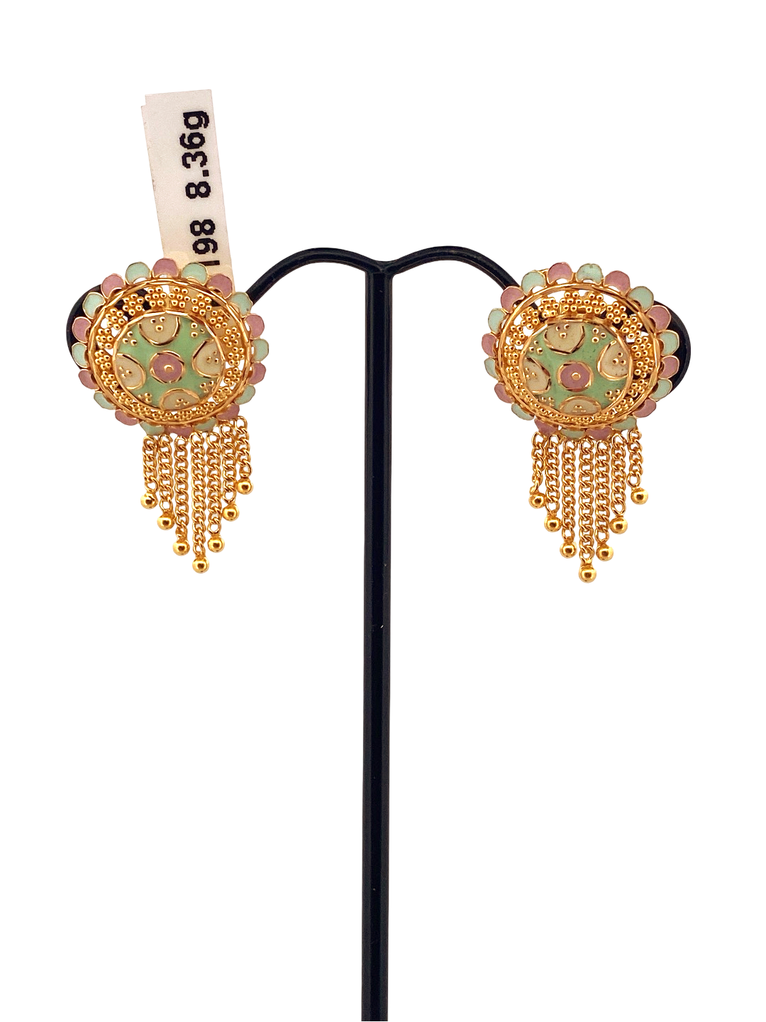 22K Gold Meena Designer Ladies Stud Earrings