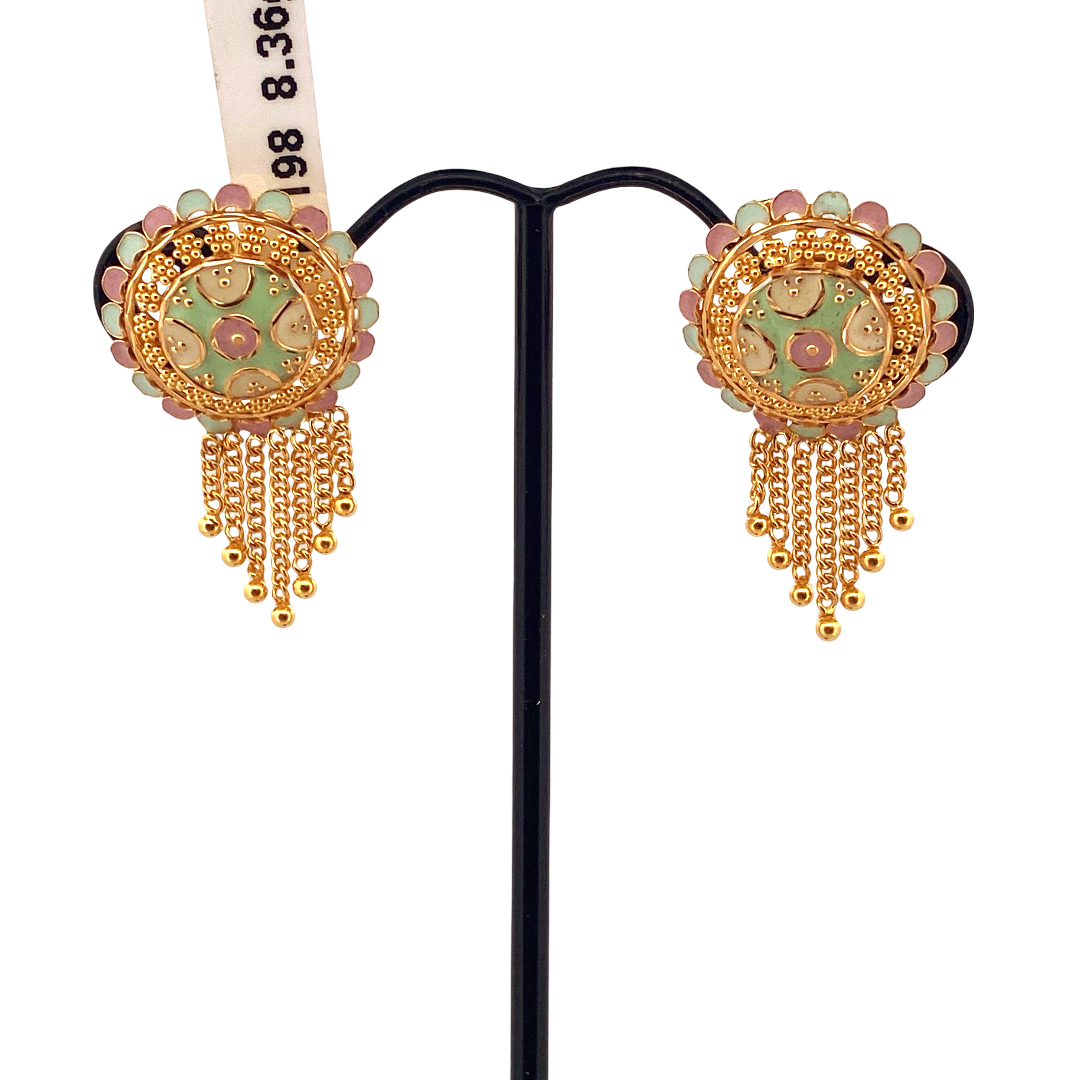 22K Gold Meena Designer Ladies Stud Earrings