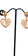 22K Gold Two-tone Heart Designer Hanging Earrings