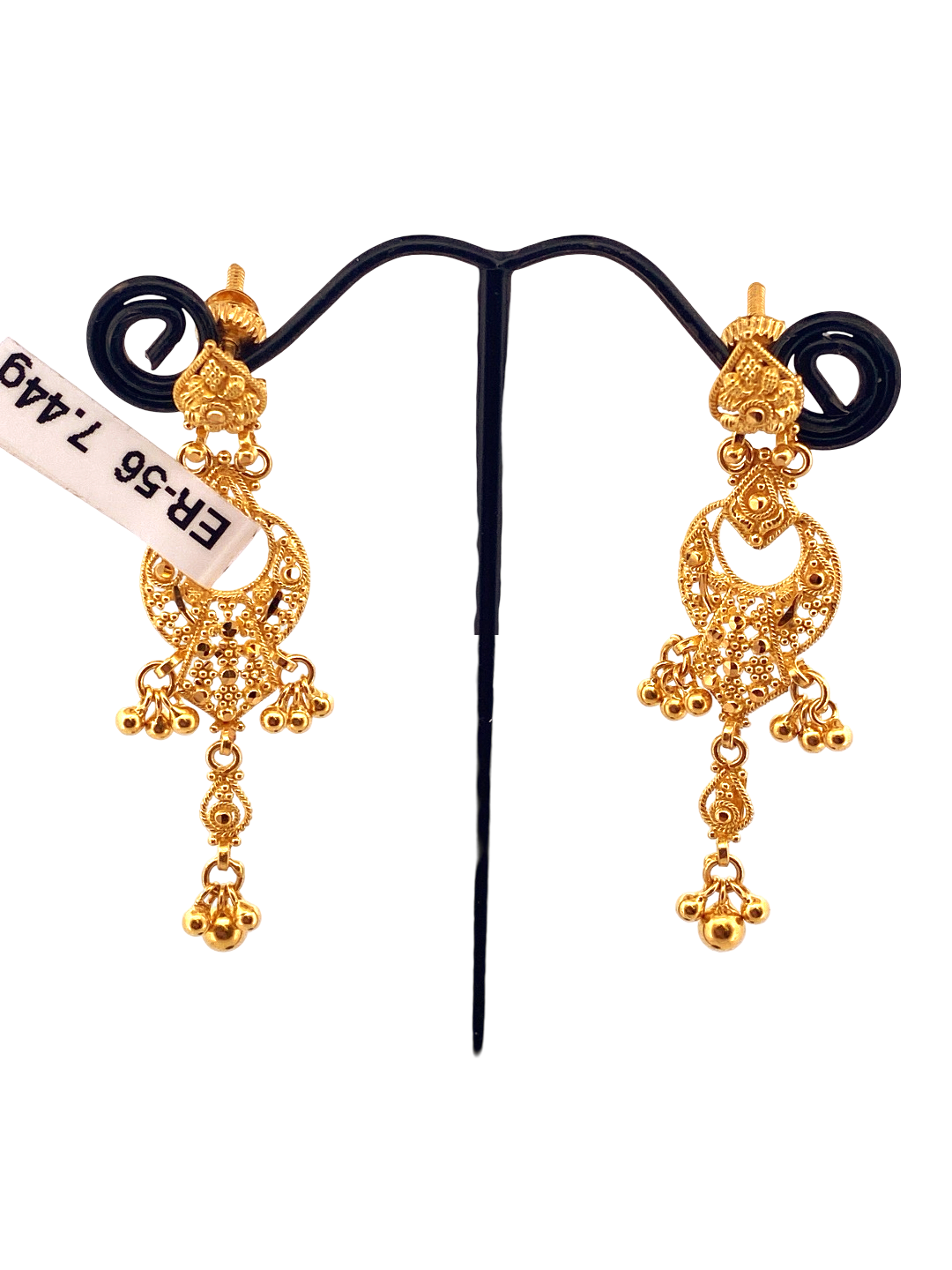 22K Gold Designer Hanging Earrings