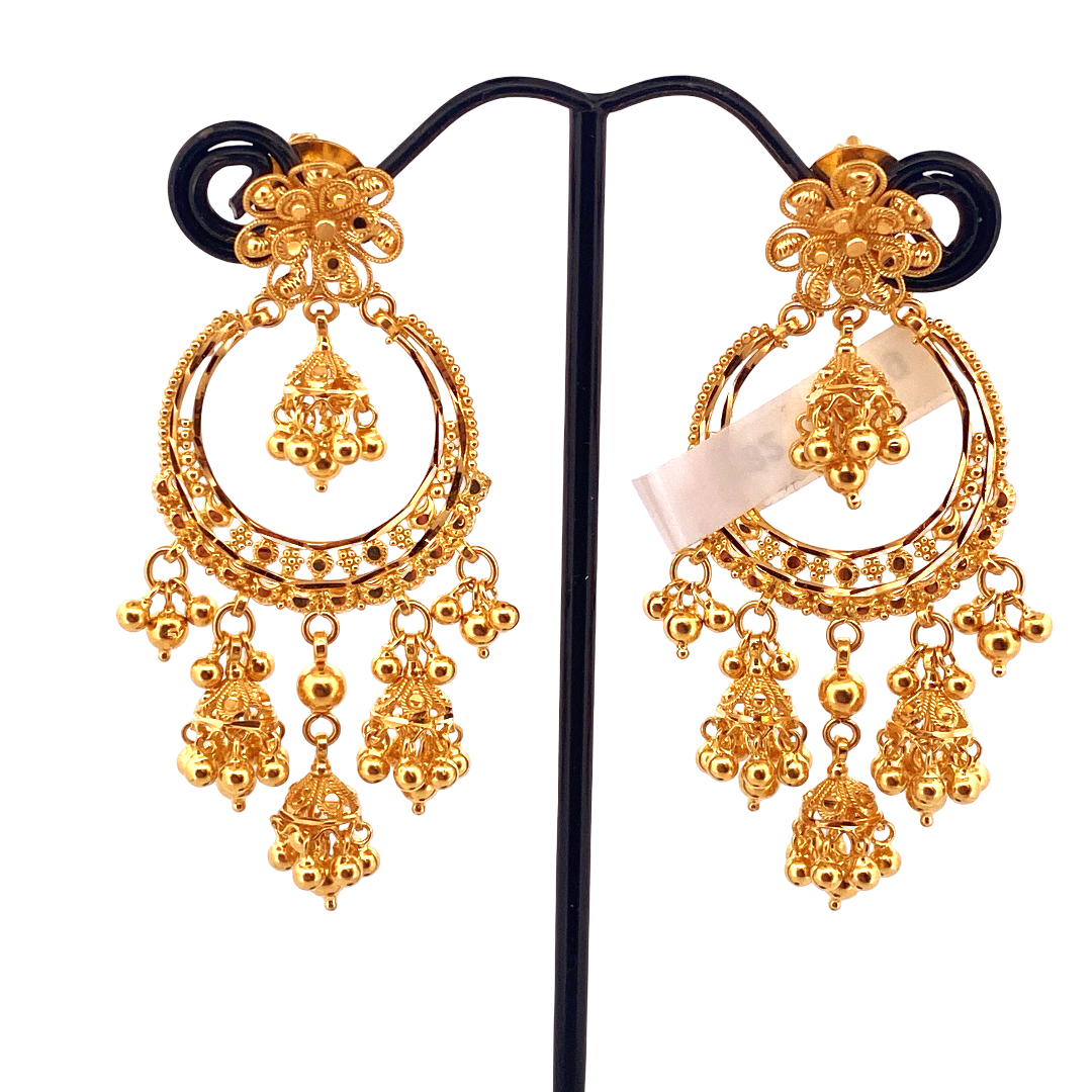22K Gold Designer Hanging Earrings
