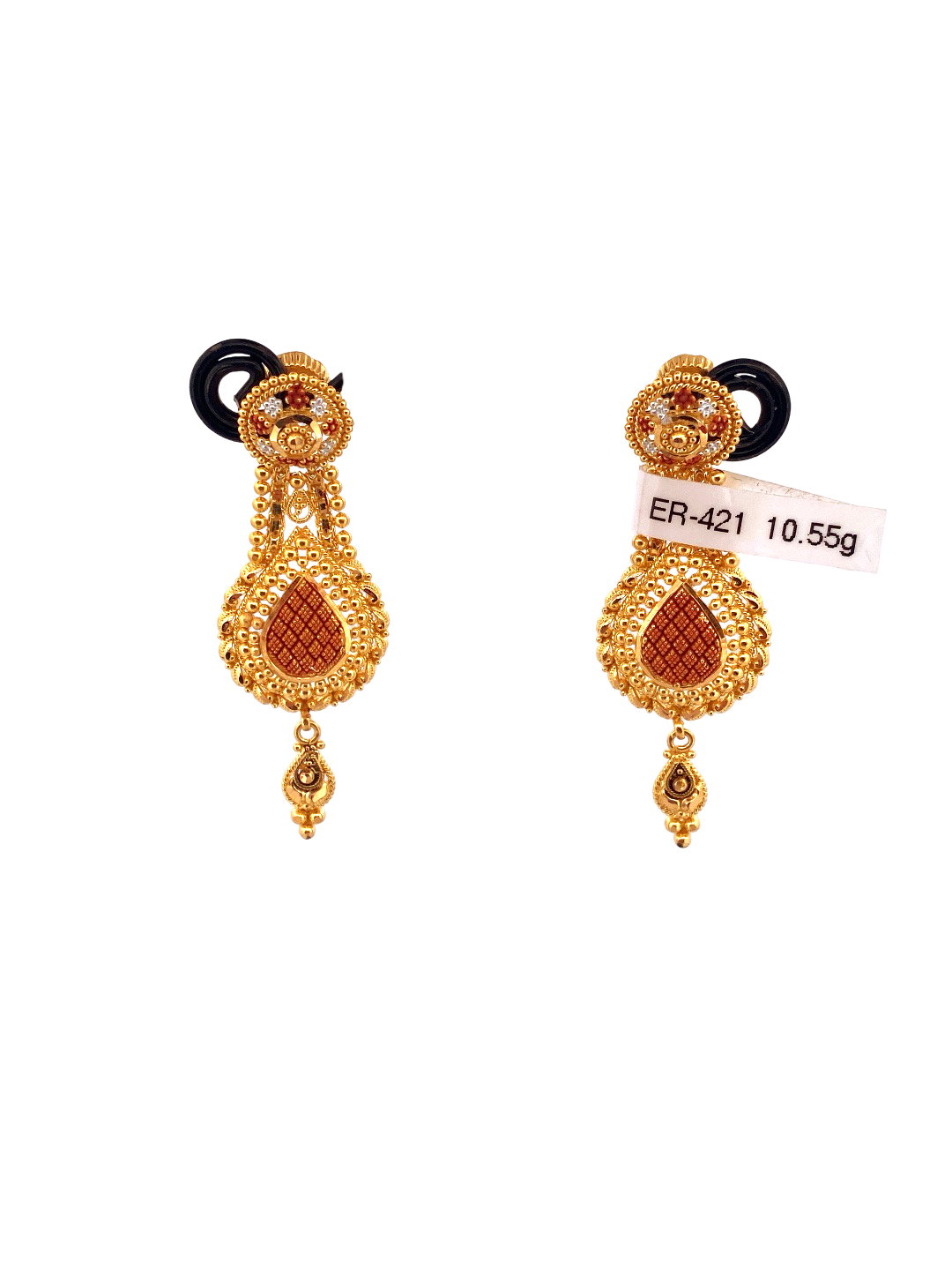 22K Gold Designer Hanging Earrings