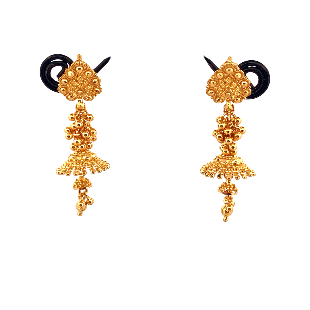 22K Gold Designer Hanging Earrings