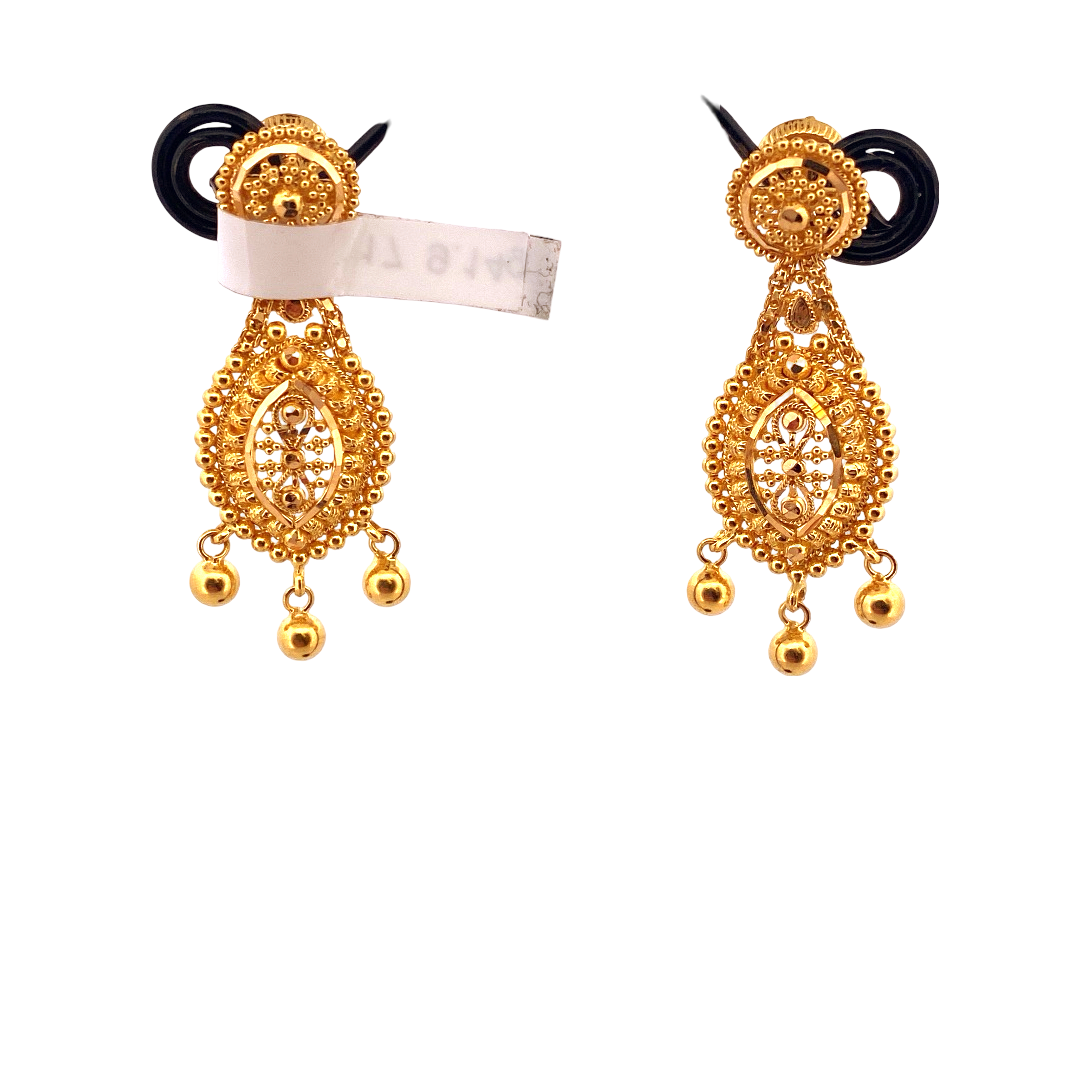 22K Gold Designer Hanging Earrings
