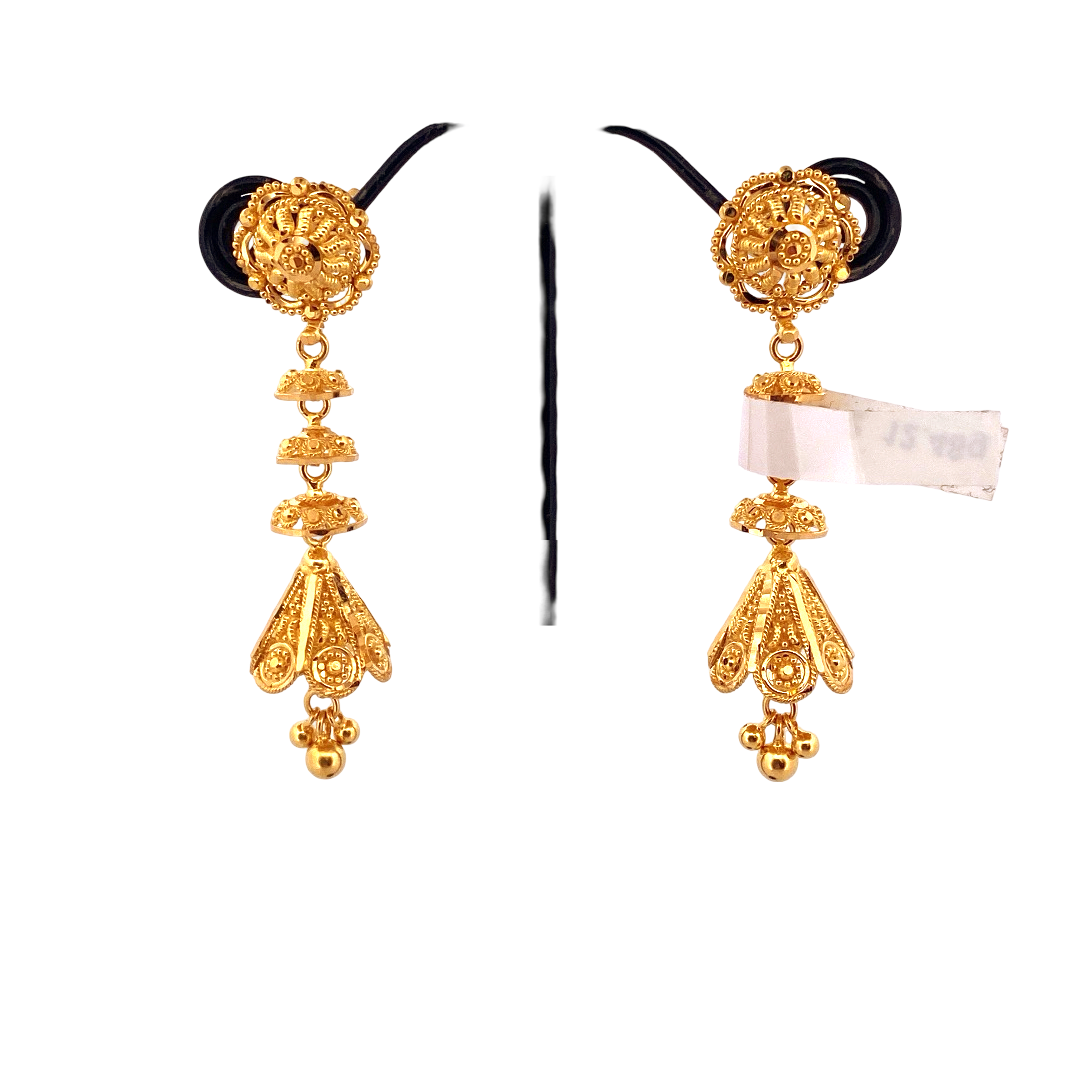 22K Gold Designer Hanging Earrings