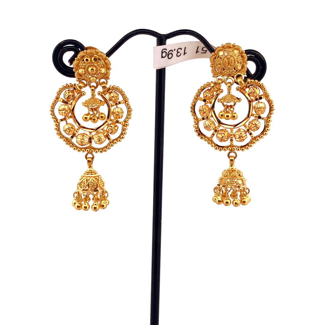 22K Gold Designer Hanging Earrings