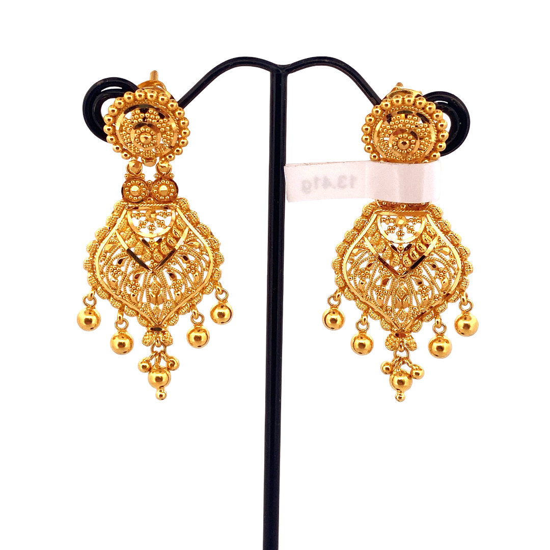 22K Gold Designer Hanging Earrings