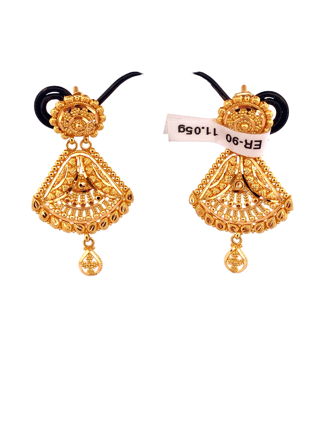 22K Gold Designer Hanging Earrings