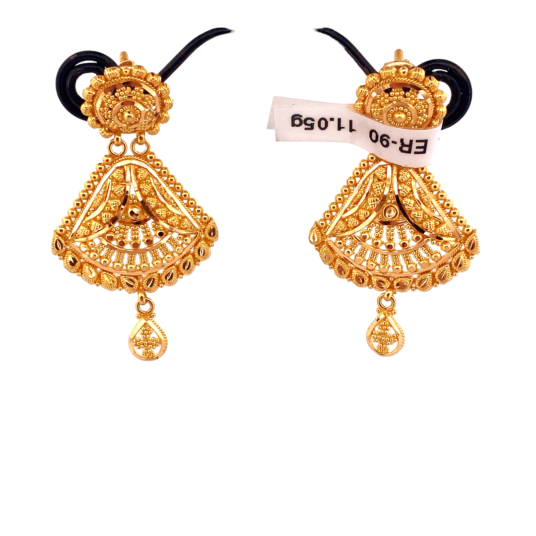 22K Gold Designer Hanging Earrings