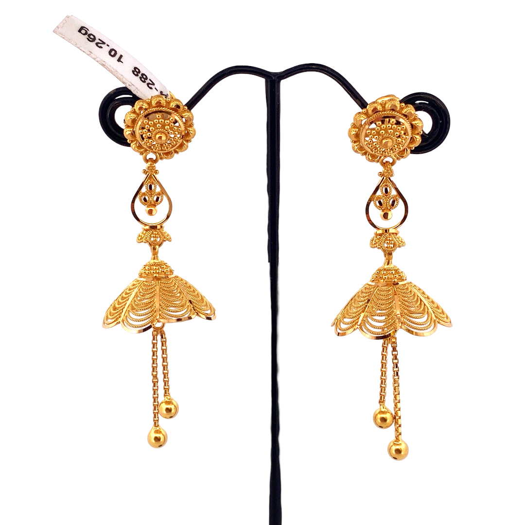 22K Gold Designer Hanging Earrings