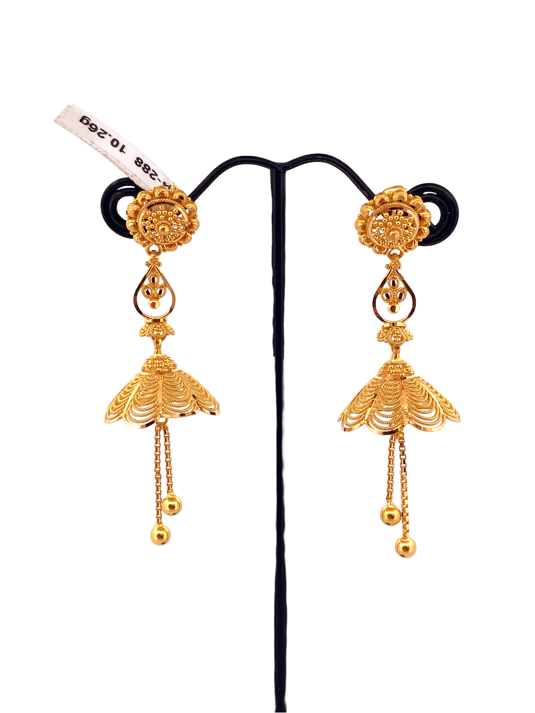 22K Gold Designer Hanging Earrings