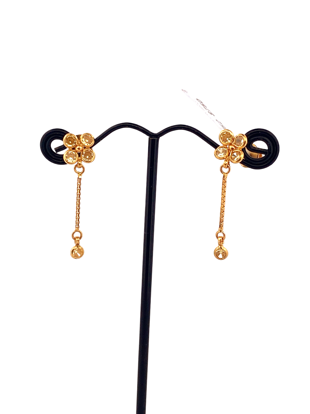 22K Gold CZ Designer Hanging Earrings
