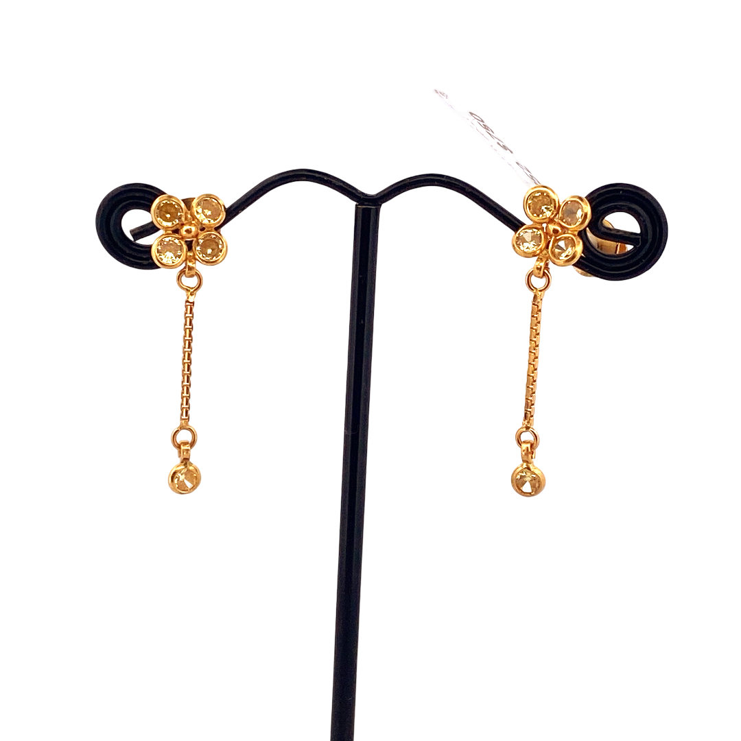 22K Gold CZ Designer Hanging Earrings